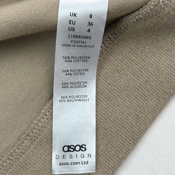 ASOS Oversized V neck Cardigan grandpa sweater Size 4 Fleece Sweater Tan Cotton - Picture 8 of 9